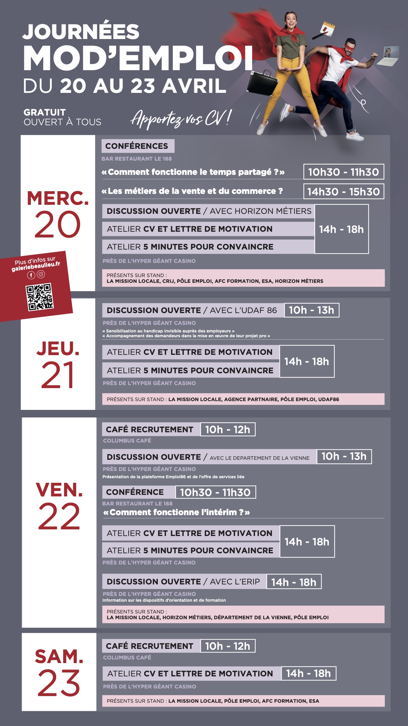 Planning des journées Mod'mpli - Galerie Beaulieu Planning des journées Mod'mpli - Galerie Beaulieu