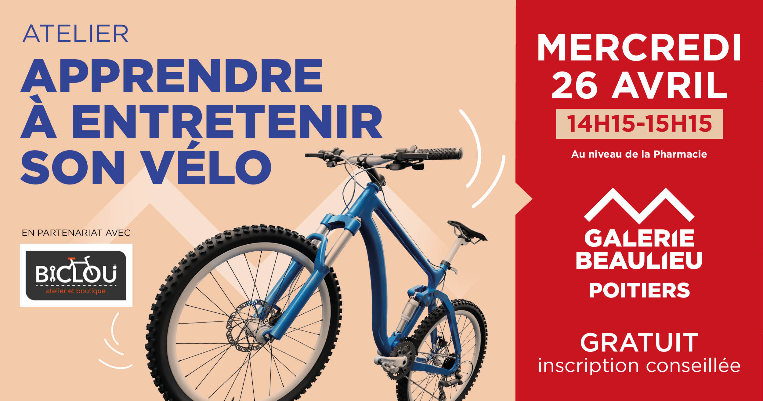 Apprendre à entretenir son vélo - Biclou - Galerie Beaulieu Poitiers